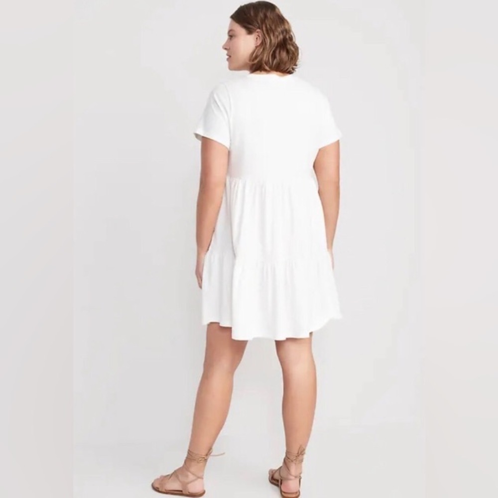 NWT! Ivory Tiered Mini Swing T-Shirt Dress for Women - Small 💜 - Picture 6 of 10